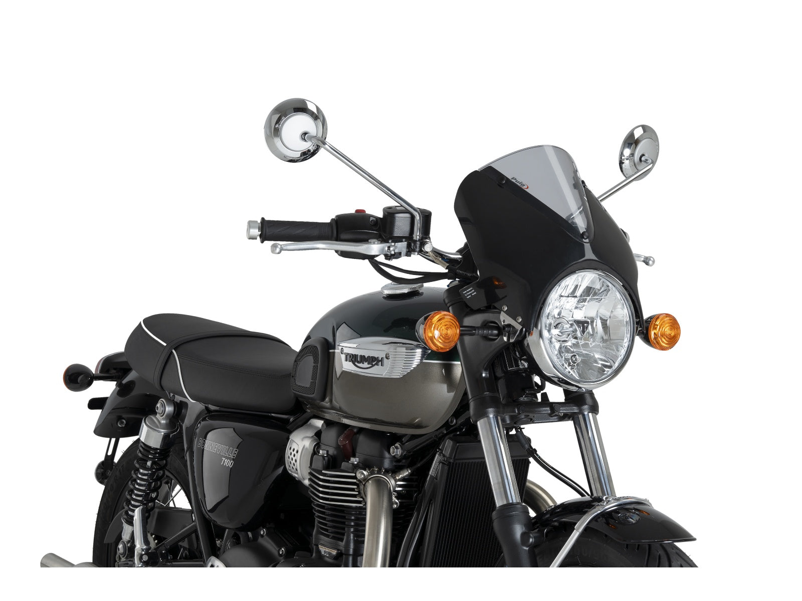 Puig Vision Screen In Clear for Triumph Bonneville T100 Black (17-20)