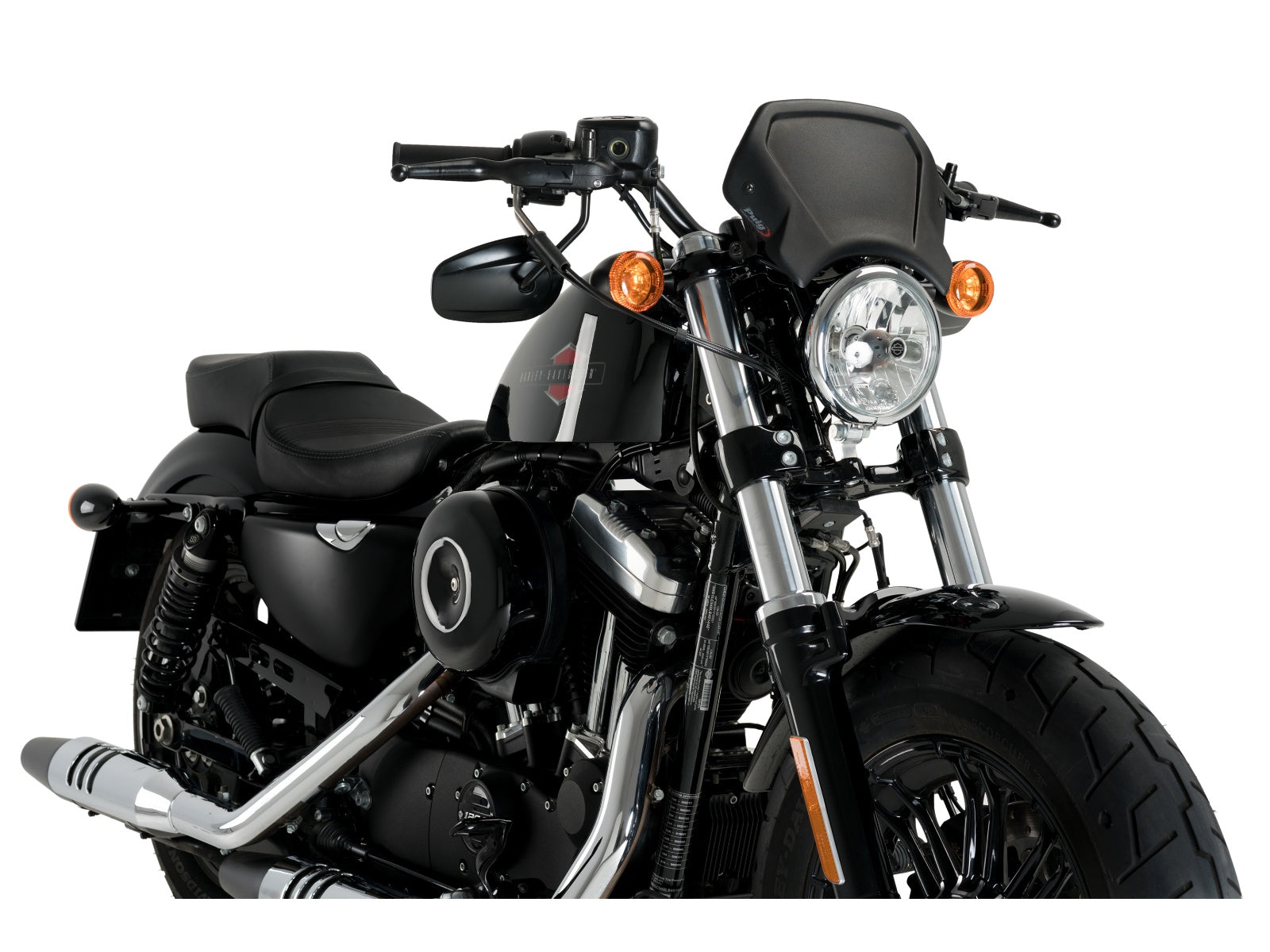Puig Aluminium Fly Screen In Black for Harley Davidson Sportster Forty Eight XL1200X (15-20)