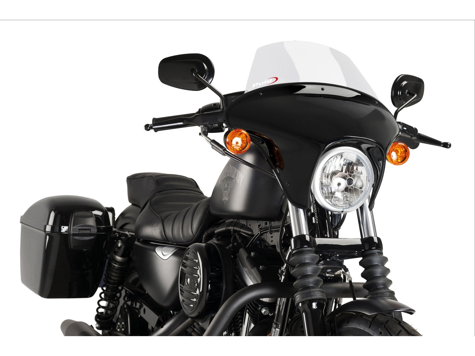 Puig Batwing Touring Screen In Clear for Harley Davidson Sportster 883 Iron XL883N (09-22)