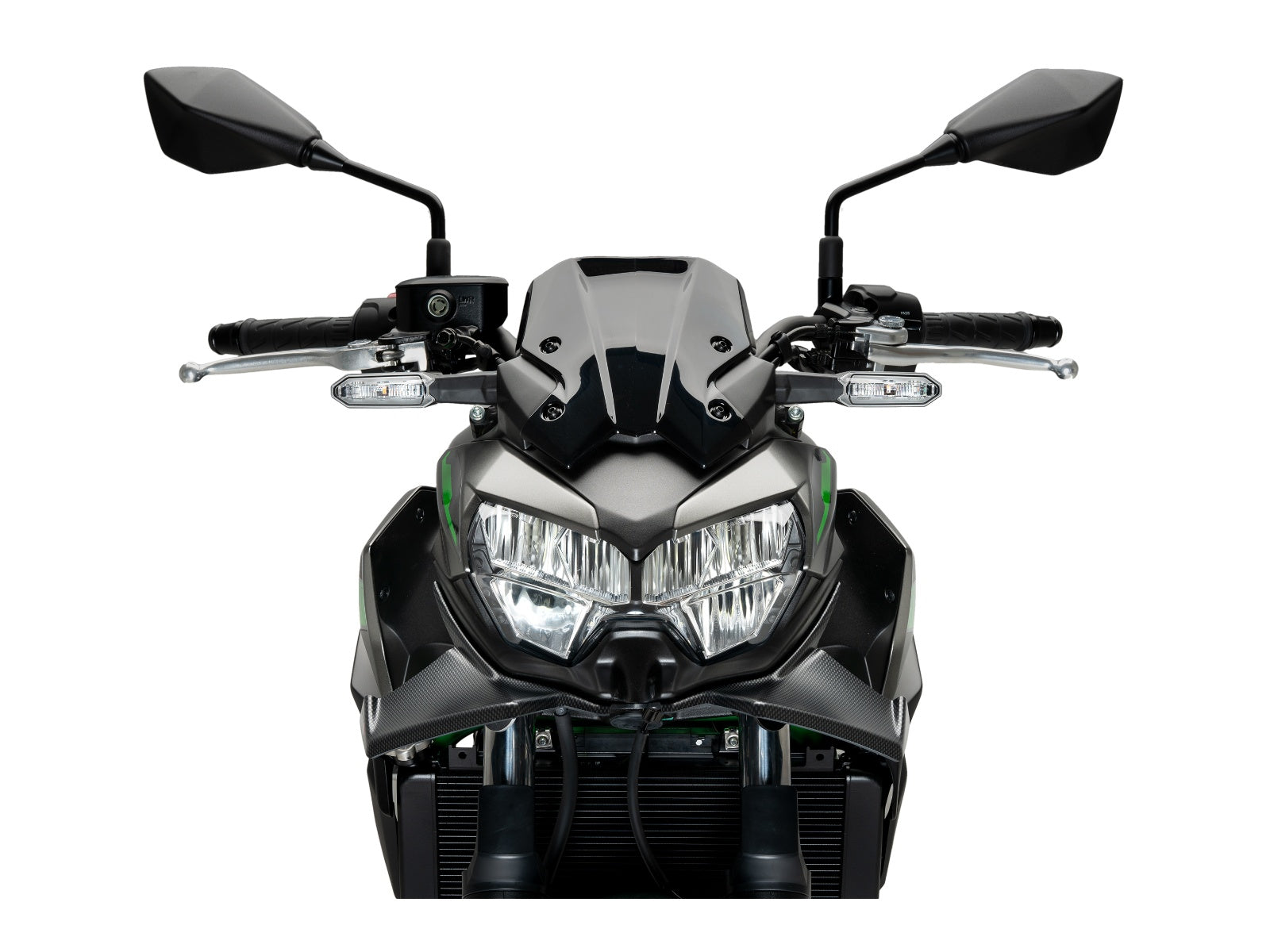 Puig Naked Front Downforce Spoilers In Matt Black for Kawasaki Z650 (21-25)