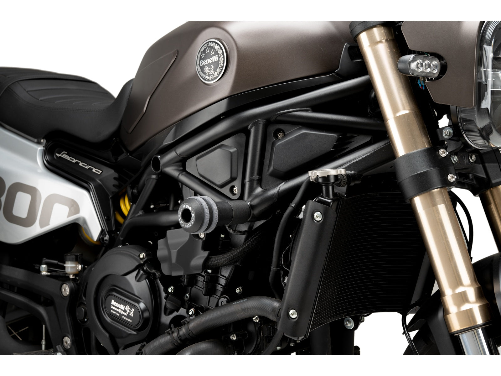 Puig Vintage Frame Sliders In Black for Benelli Leoncino 800 Trail (22-25)