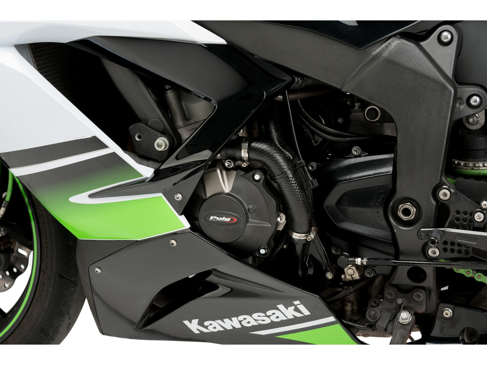 Puig Track Engine Cover In Black for Kawasaki ZX-6R 636 (09-25)