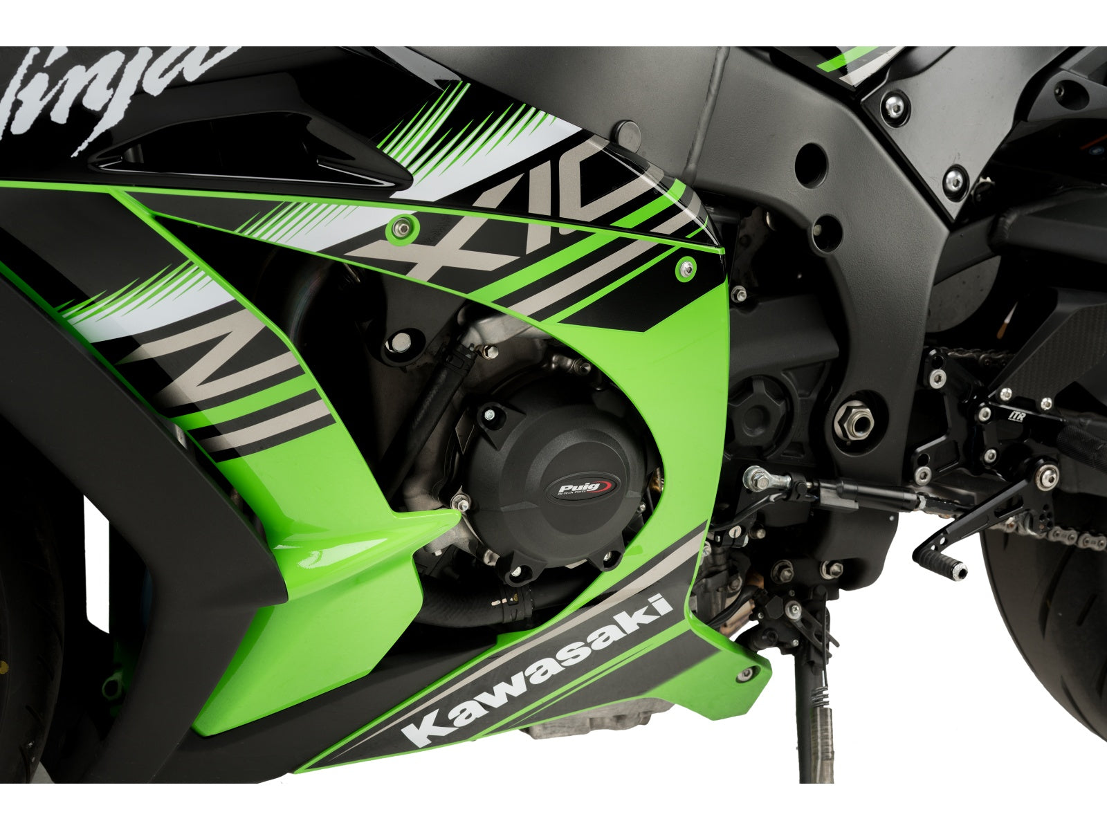 Puig Track Engine Cover In Black for Kawasaki ZX-10RR Performance (17-18)
