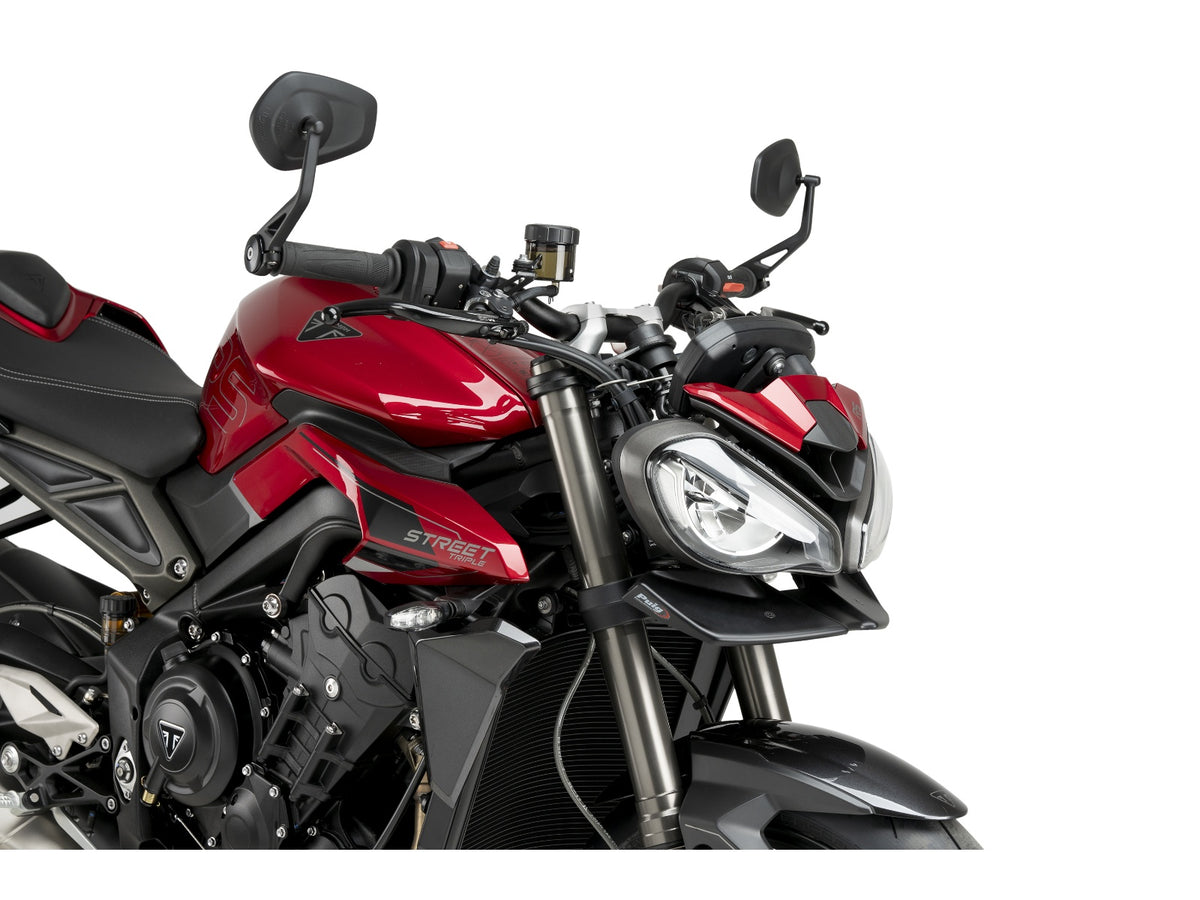 Puig Naked Front Downforce Spoilers In Matt Black for Triumph Street Triple 765 R (23-25) Main image