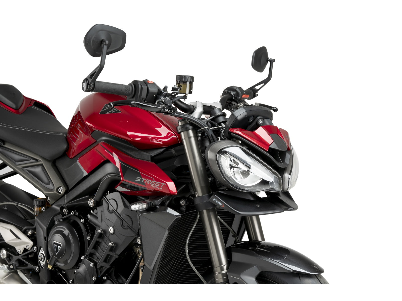 Puig Naked Front Downforce Spoilers In Matt Black for Triumph Street Triple 765 R (23-25)