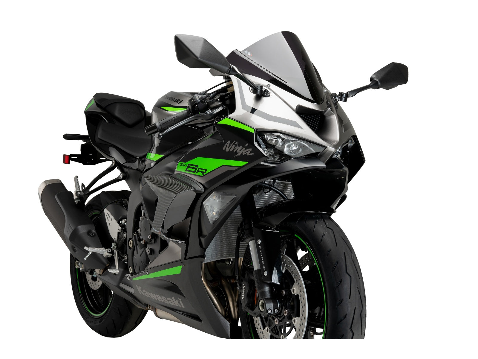 Puig Racing Downforce Spoilers In Matt Black for Kawasaki ZX-6R 636 (24-25)