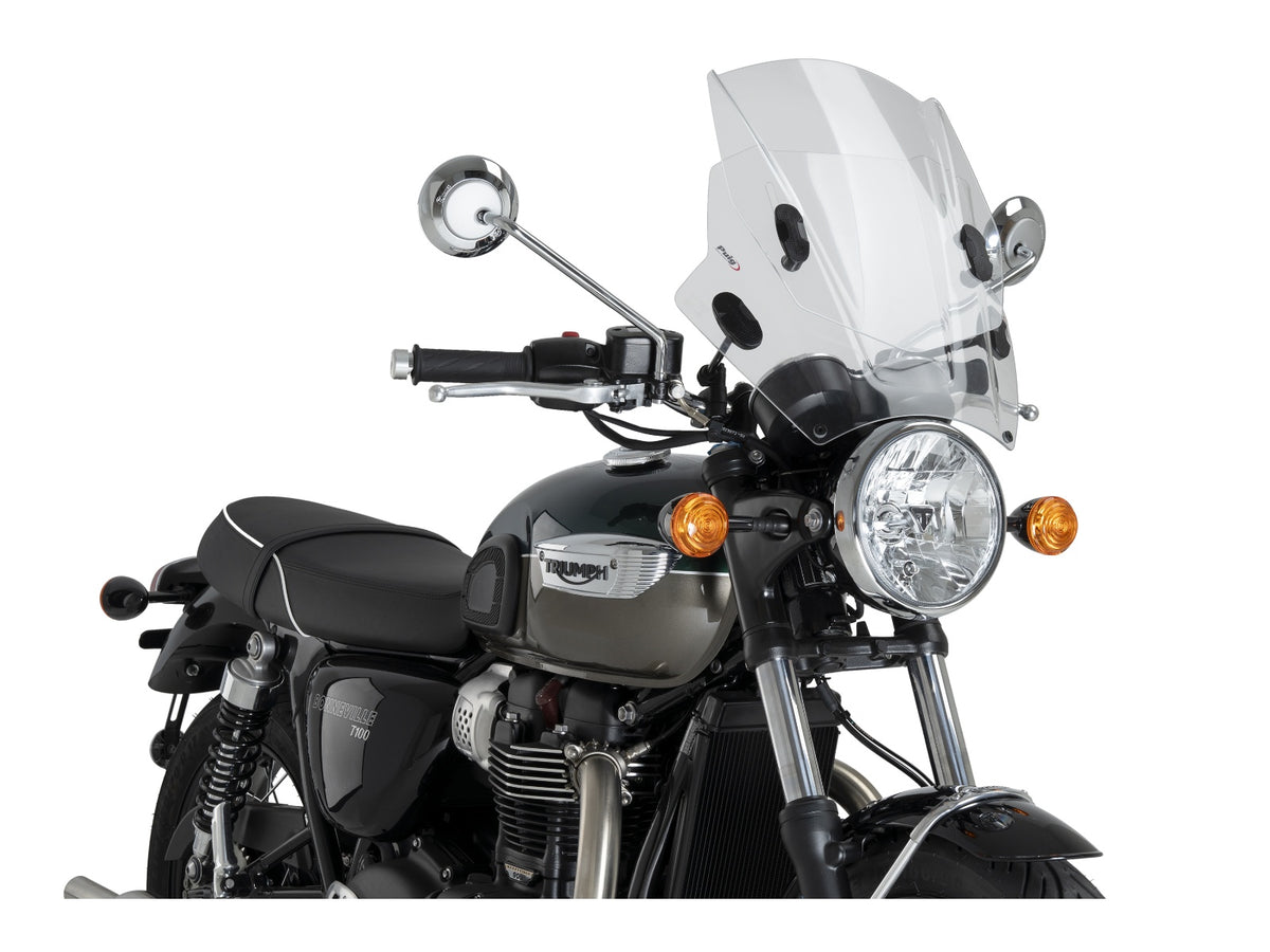 Puig Adjustable Twin Screen In Clear for Triumph Bonneville T100 (02-25) Main image