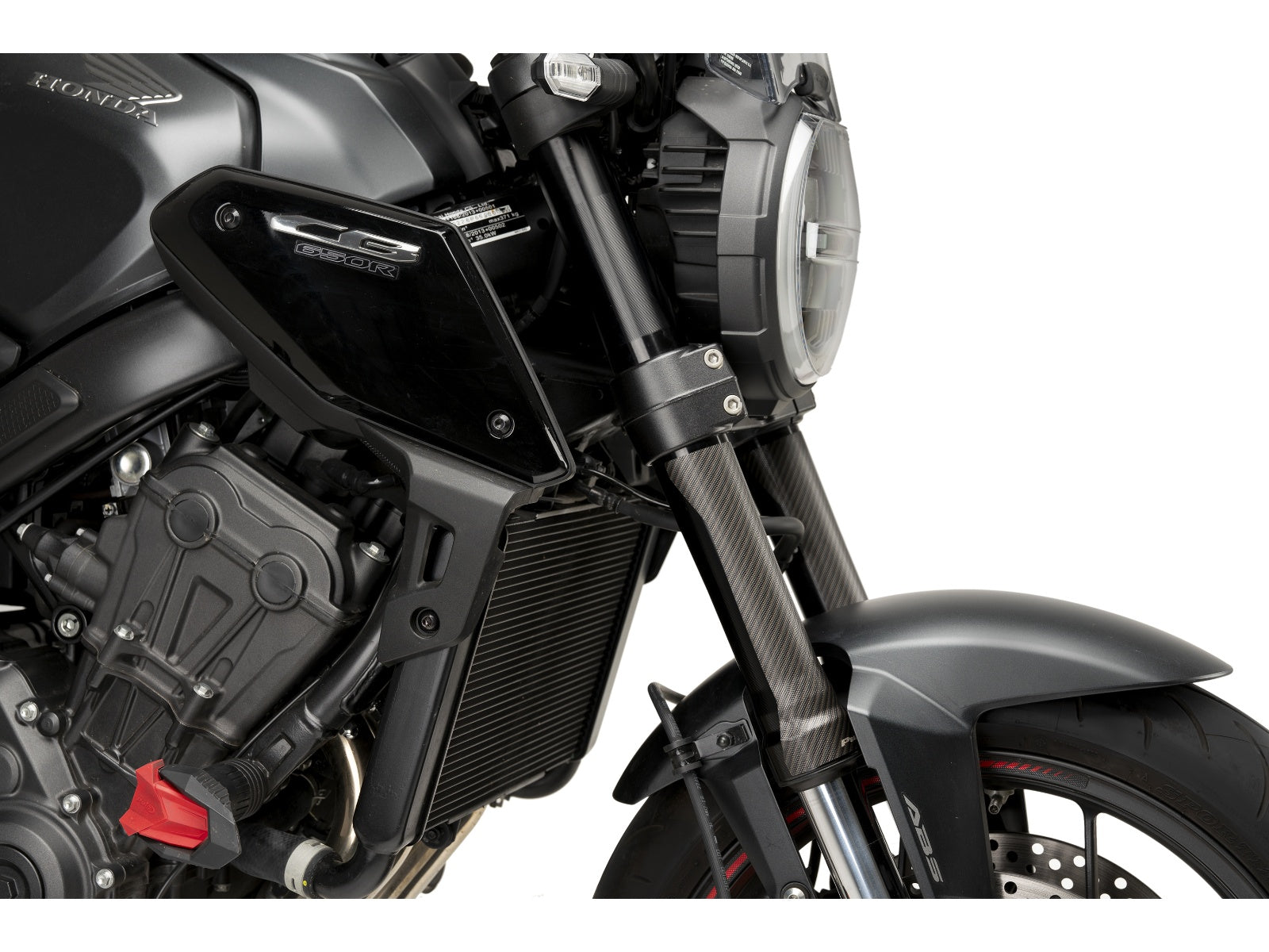 Puig Front Fork Cover In Black for Honda CB650 R Neo Sports Cafe (19-25)