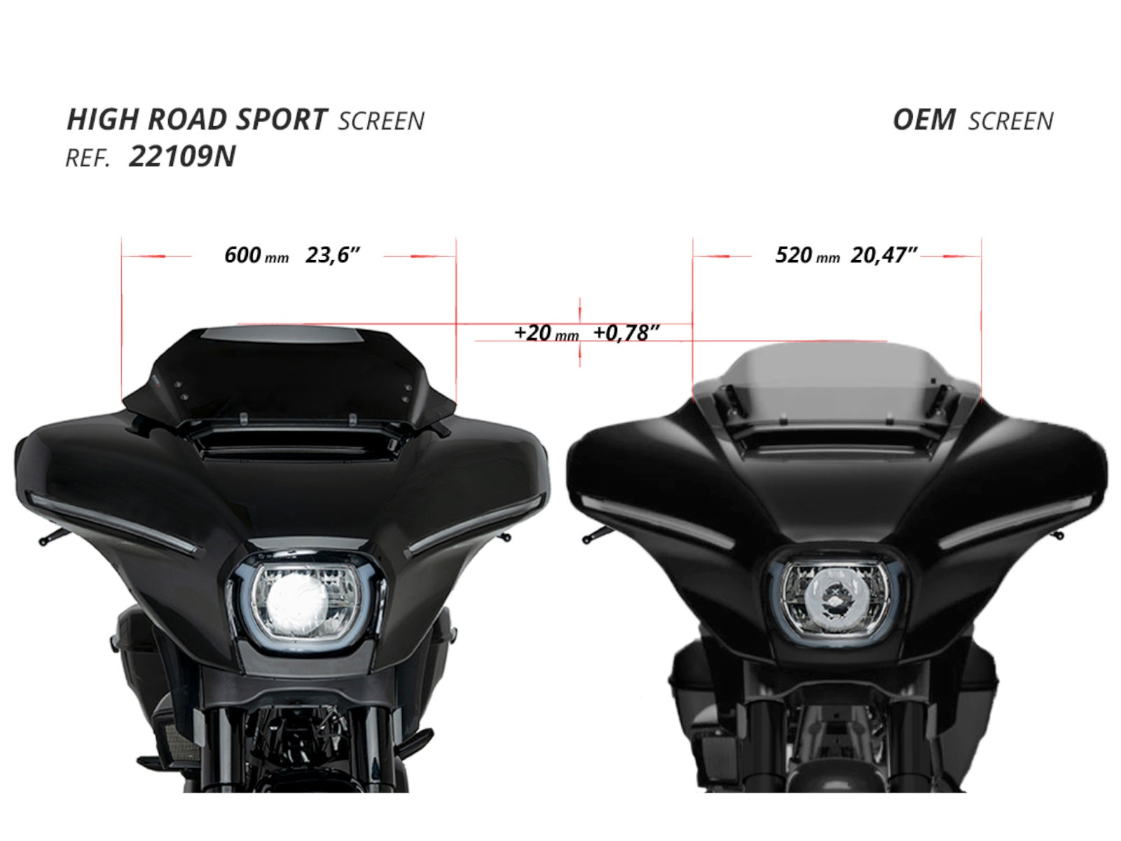 Puig Batwing Sport Screen In Clear for Harley Davidson Street Glide FLHXSE (24)