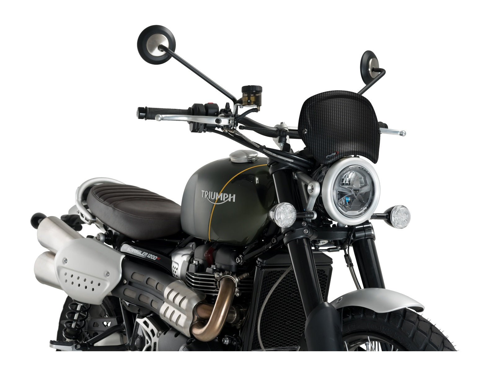 Puig Retro Fly Screen In Matt Black for Triumph Scrambler 1200 XC (19-23)