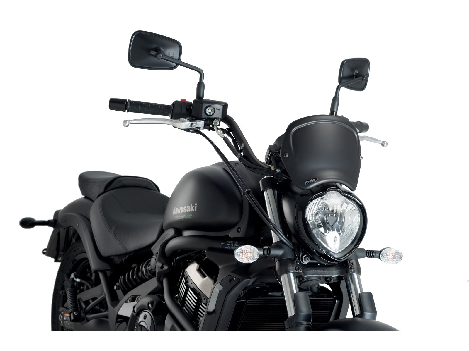 Puig Retro Fly Screen In Matt Black for Kawasaki Vulcan 650 S (15-25)
