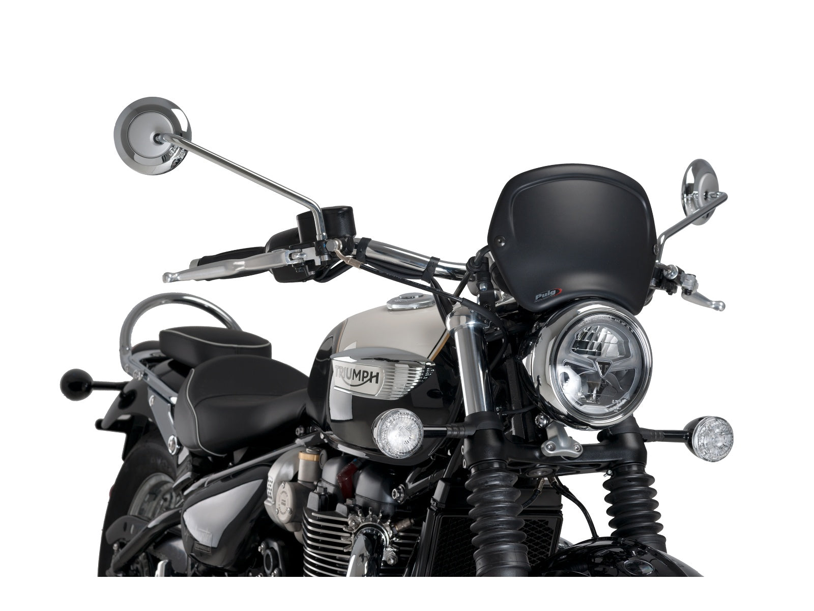 Puig Retro Fly Screen In Matt Black for Triumph Bonneville Speedmaster (18-25)