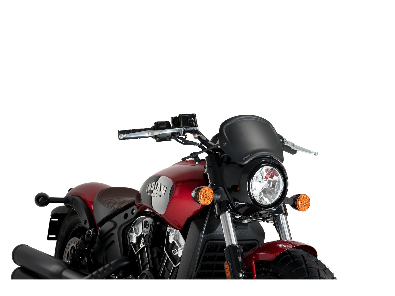 Puig Retro Fly Screen In Matt Black for Indian Scout Bobber (18-25)