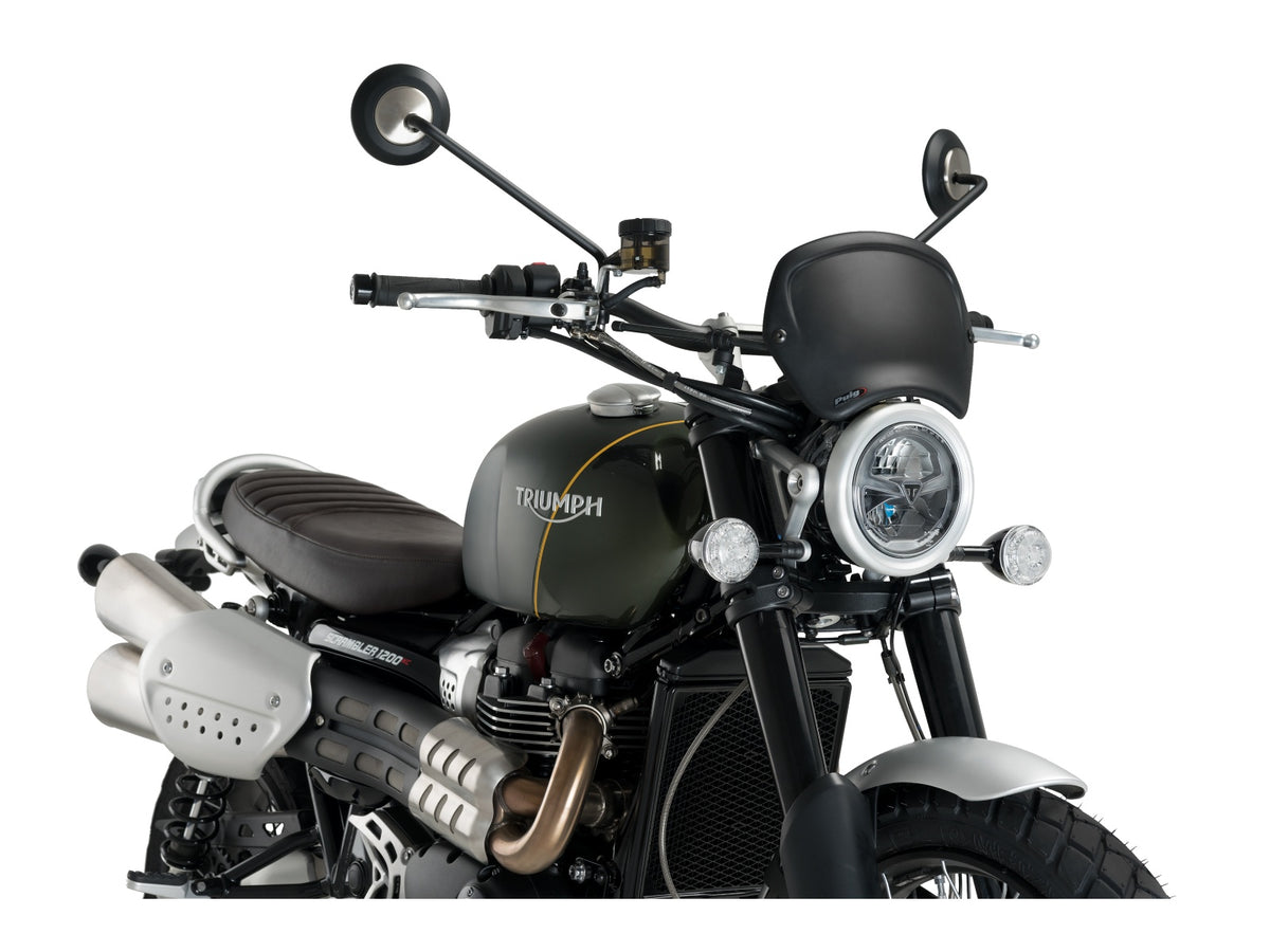 Puig Retro Fly Screen In Matt Black for Triumph Scrambler 1200 XC (19-23) Main image