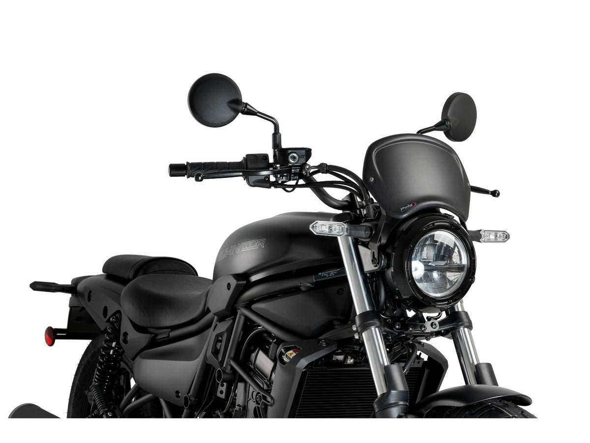 Puig Retro Fly Screen In Matt Black for Kawasaki Eliminator 500 (24-25) Main image