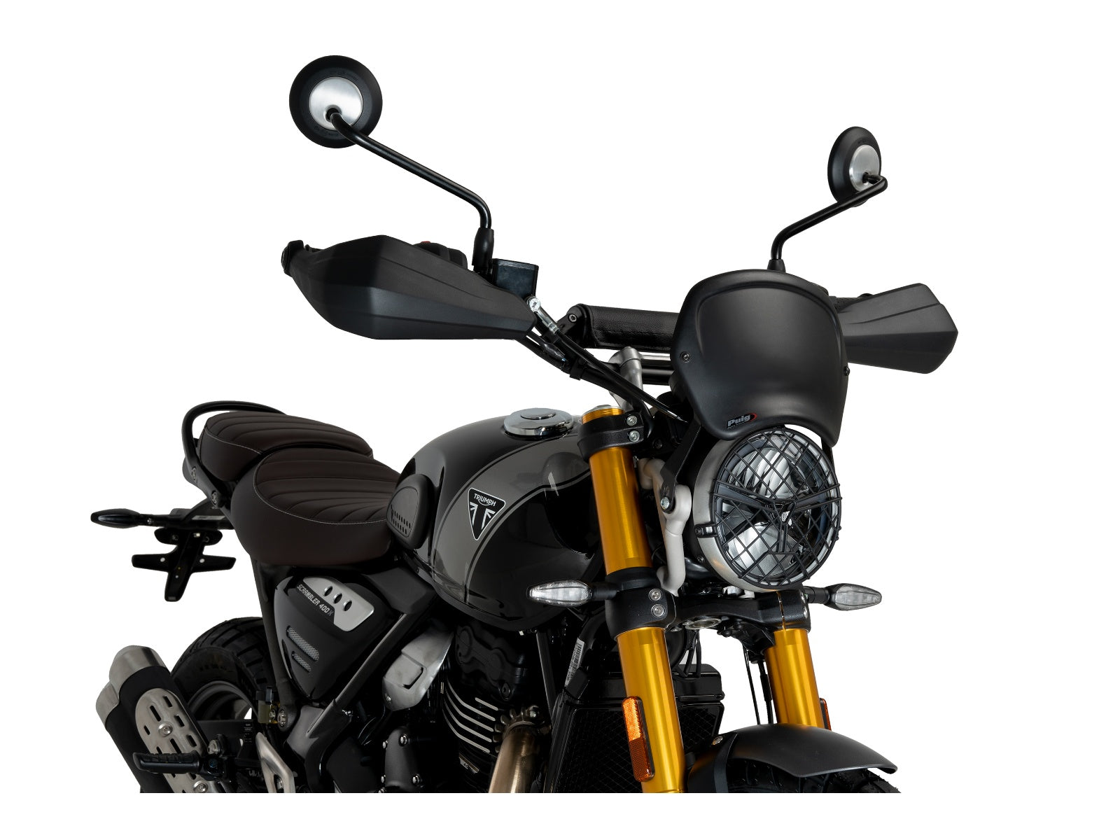 Puig Retro Fly Screen In Matt Black for Triumph Scrambler 400 X (24-25)