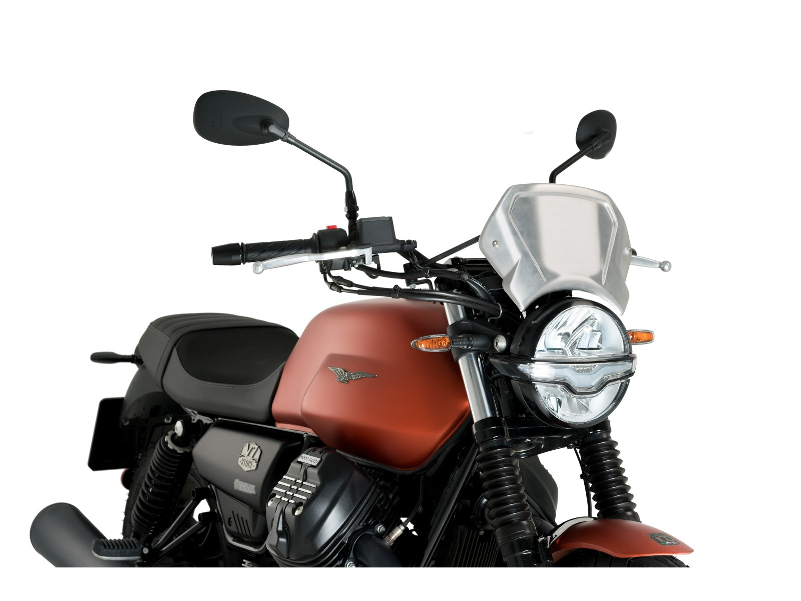 Puig Aluminium Fly Screen In Black for Moto Guzzi V7 Stone (21-25)
