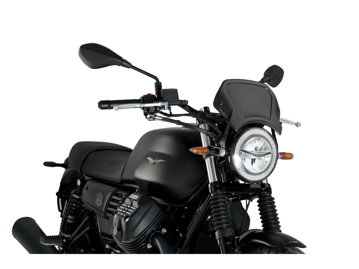 Puig Aluminium Fly Screen In Black for Moto Guzzi V7 Stone (17-22)