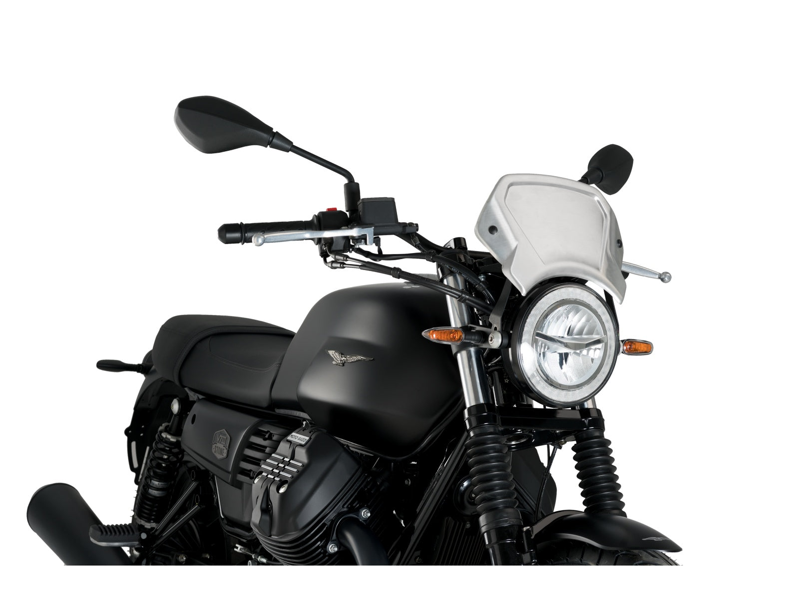 Puig Aluminium Fly Screen In Black for Moto Guzzi V7 Stone (17-22)