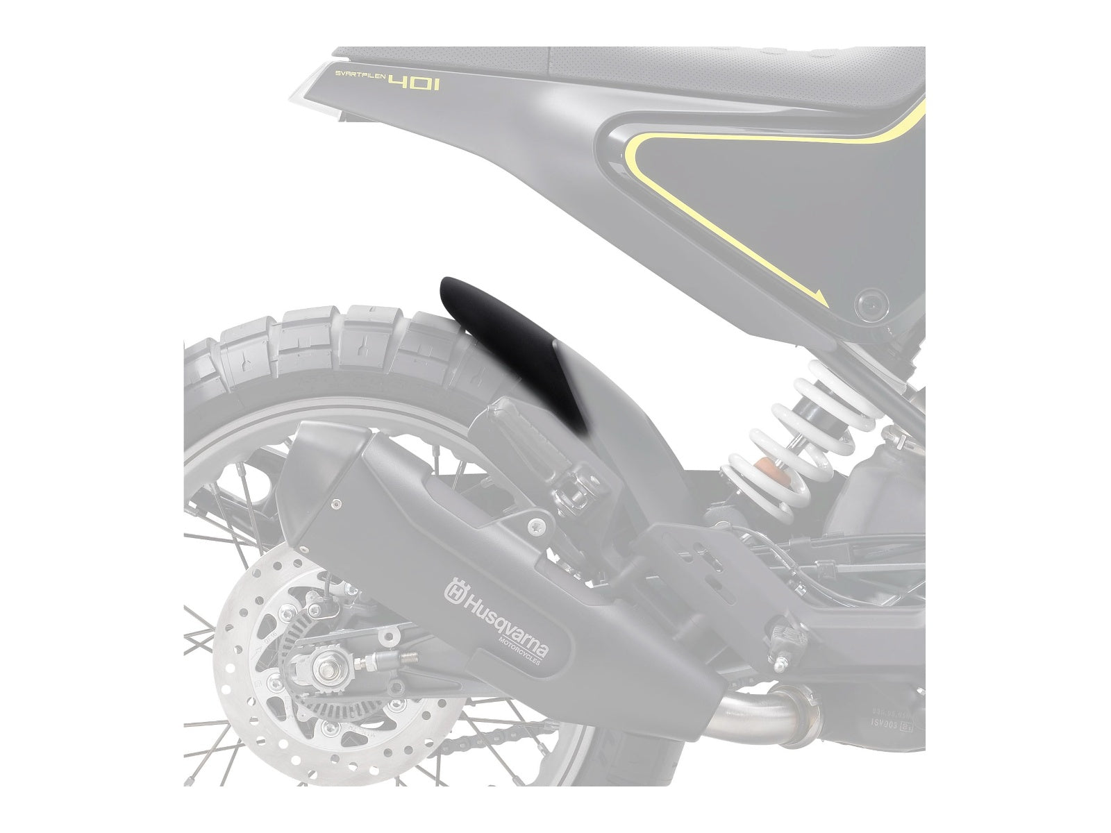 Puig Rear Mudguard Extender In Matt Black for Husqvarna Svartpilen 401 (18-25)