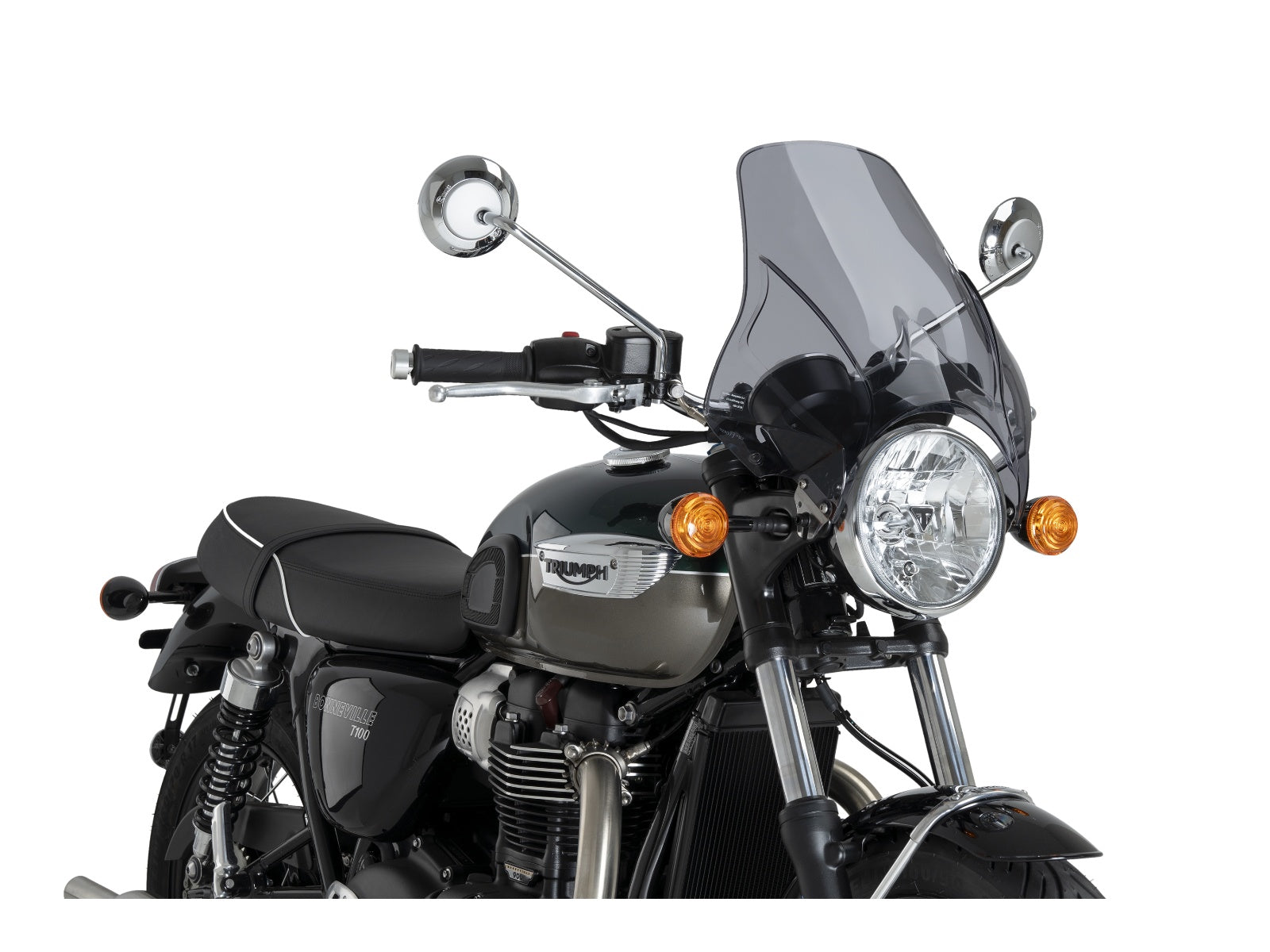 Puig Plus Screen In Light Smoke for Triumph Bonneville T100 Black (17-20)