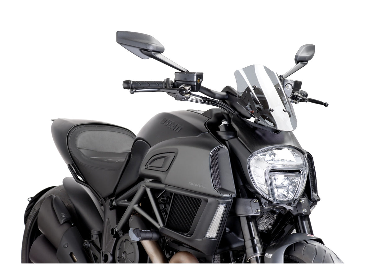 Puig New Generation Adjustable Sport Screen In Clear for Ducati Diavel Carbon (14-16) Main image