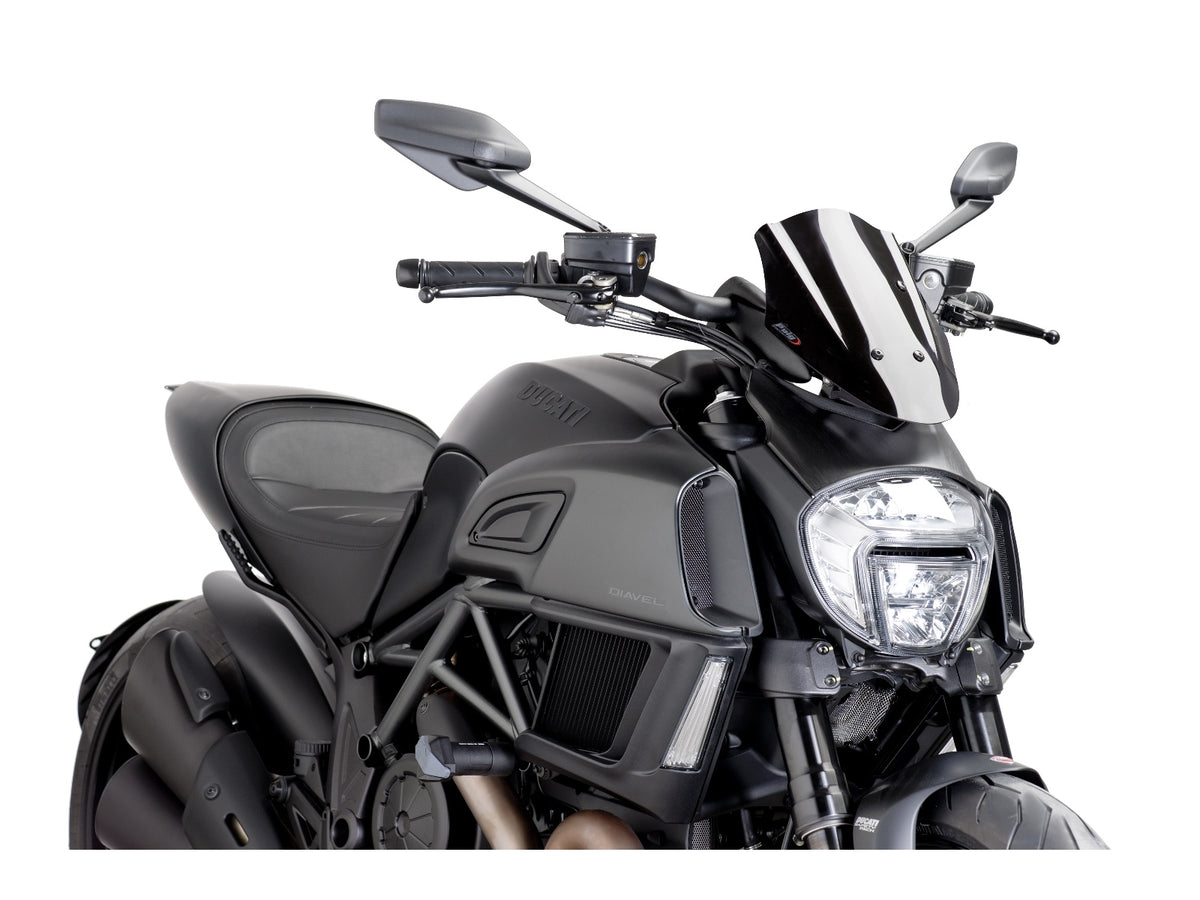 Puig New Generation Adjustable Sport Screen In Clear for Ducati Diavel 1200 (14-16)