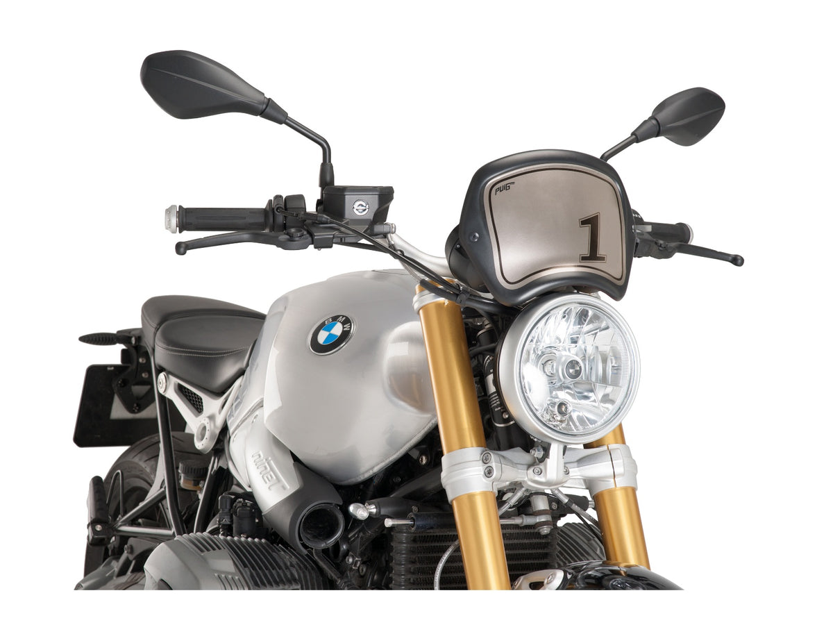 Puig Retro Fly Screen In Matt Black for BMW R Nine T (14-24)