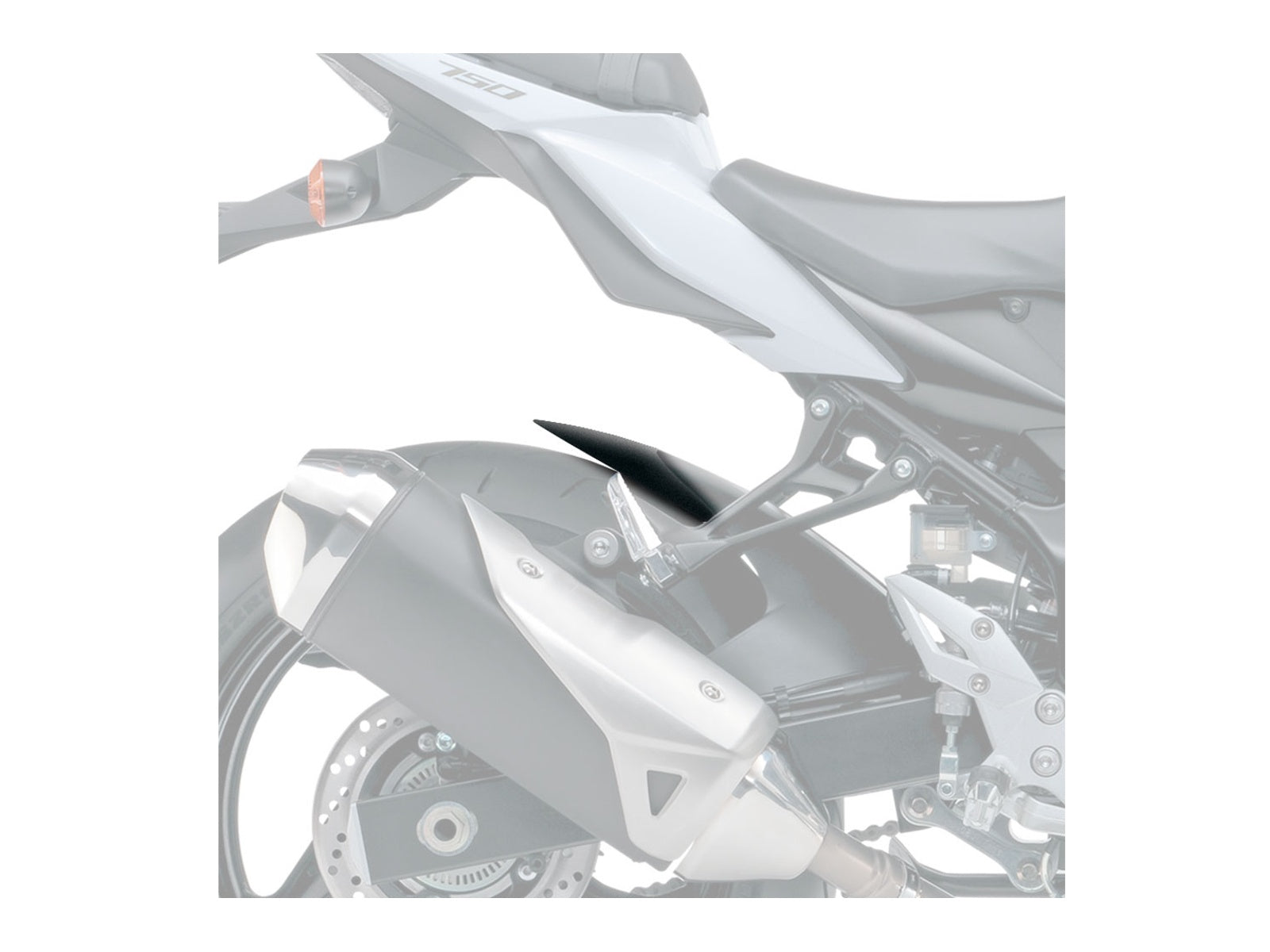 Puig Rear Mudguard Extender In Matt Black for Suzuki GSR 750 (11-16)