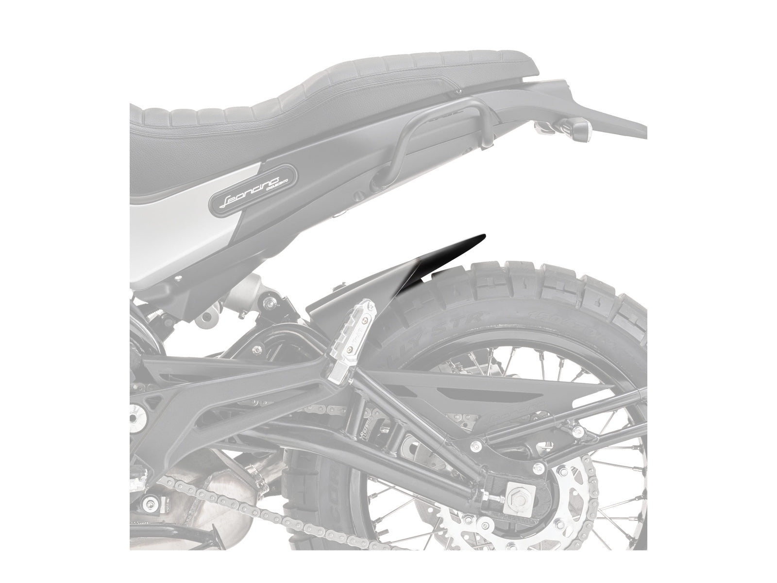 Puig Rear Mudguard Extender In Matt Black for Benelli Leoncino 500 Trail (16-25)