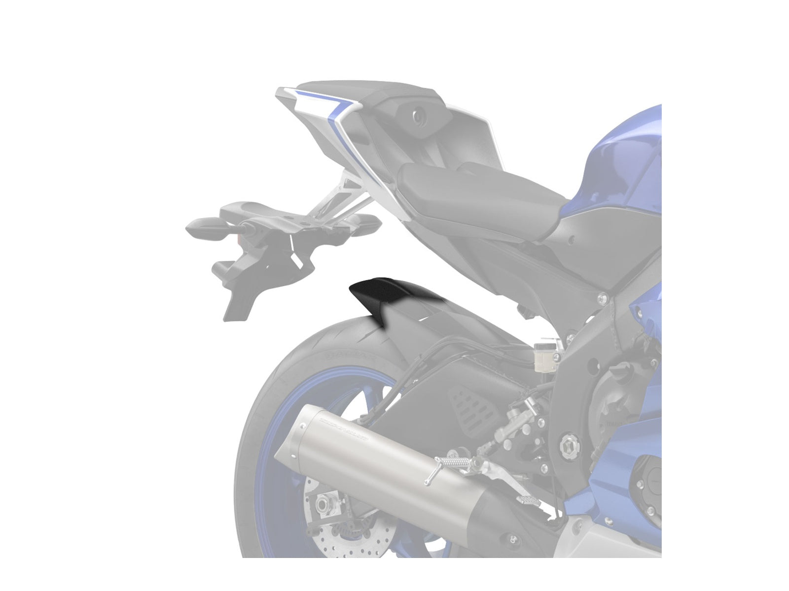 Puig Rear Mudguard Extender In Matt Black for Yamaha YZF R6 Race (22-24)