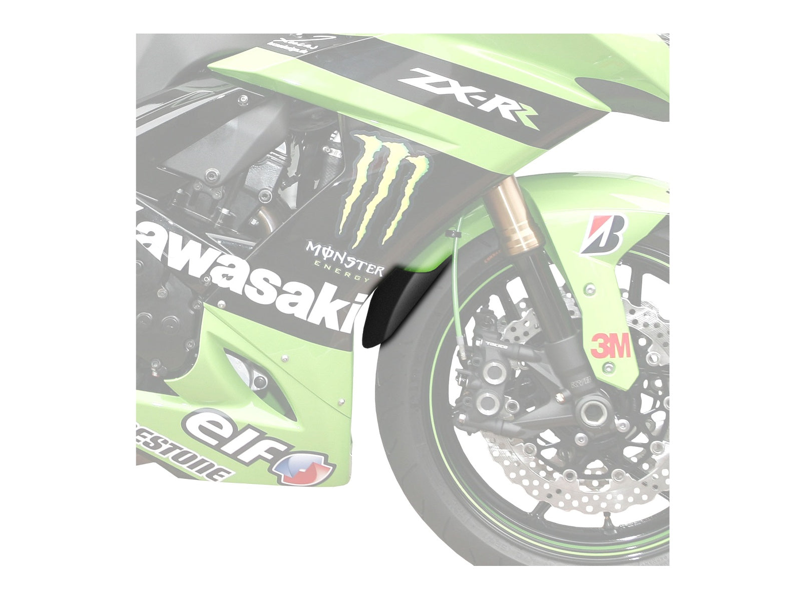 Puig Front Mudguard Extender In Black for Kawasaki ZX-10R (04-07)