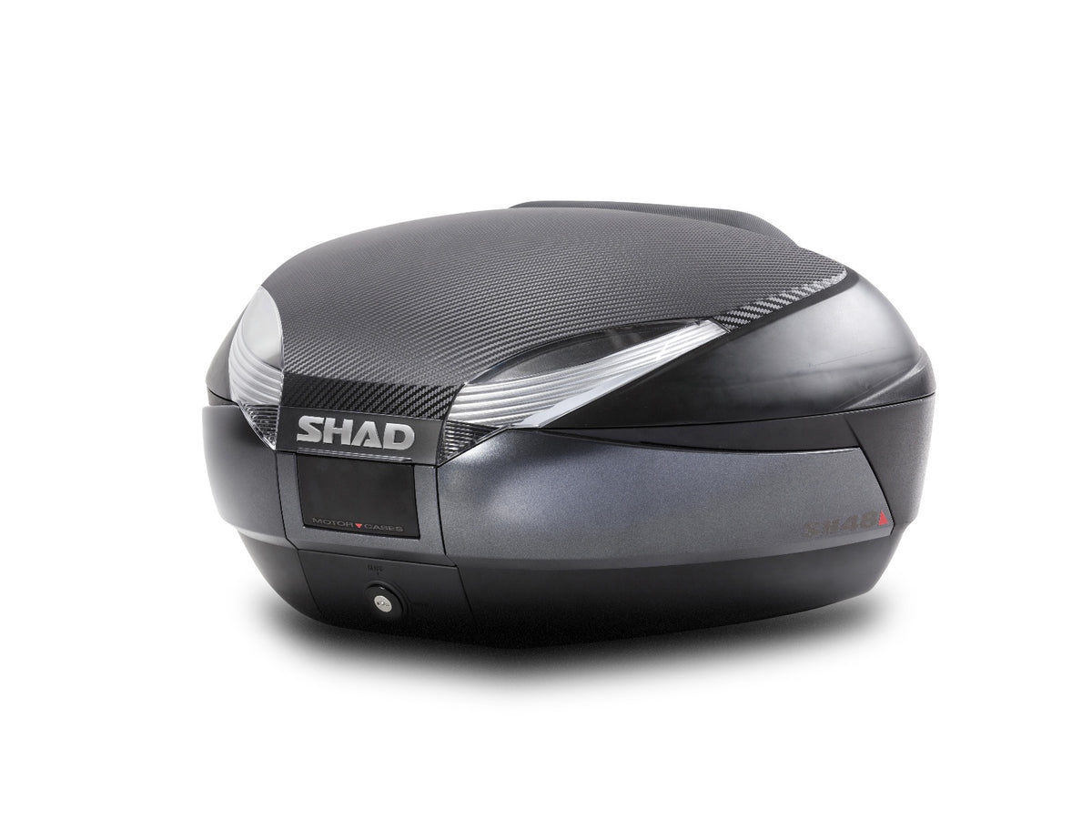 SHAD SH48 Top Box - Dark Grey - Backrest and Carbon Cover - 48 Litres