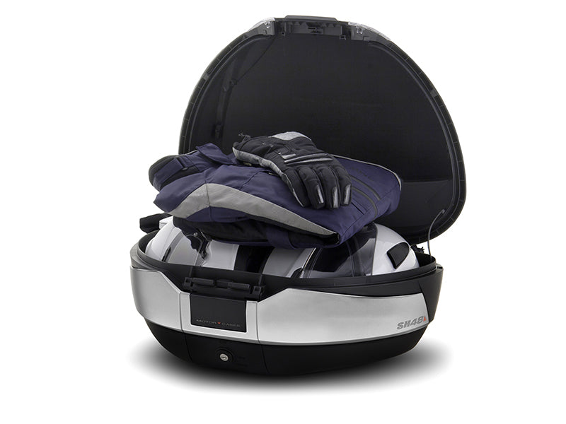 SHAD SH48 Top Box - Titanium - Backrest and Carbon Cover - 48 Litres