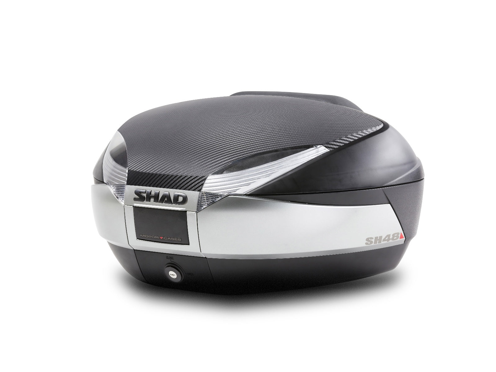 SHAD SH48 Top Box - Titanium - Backrest and Carbon Cover - 48 Litres