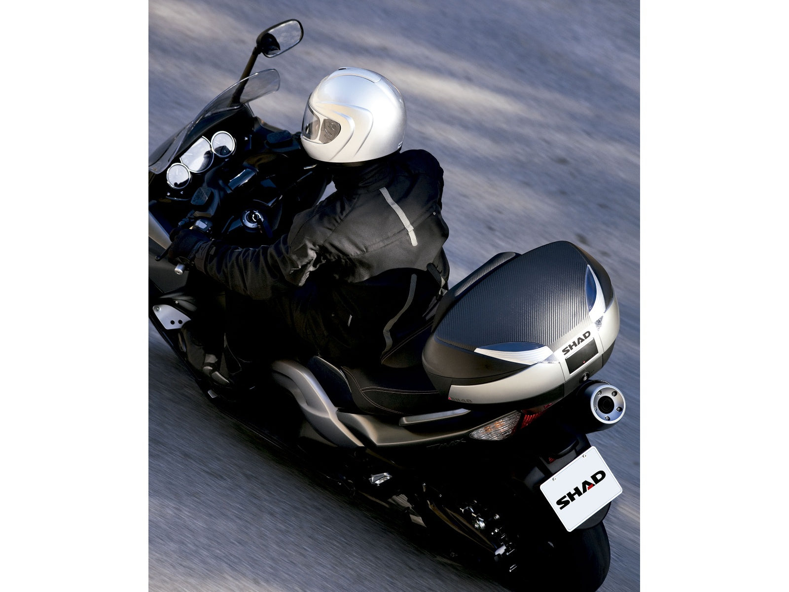 SHAD SH48 Top Box - Titanium - Backrest and Carbon Cover - 48 Litres