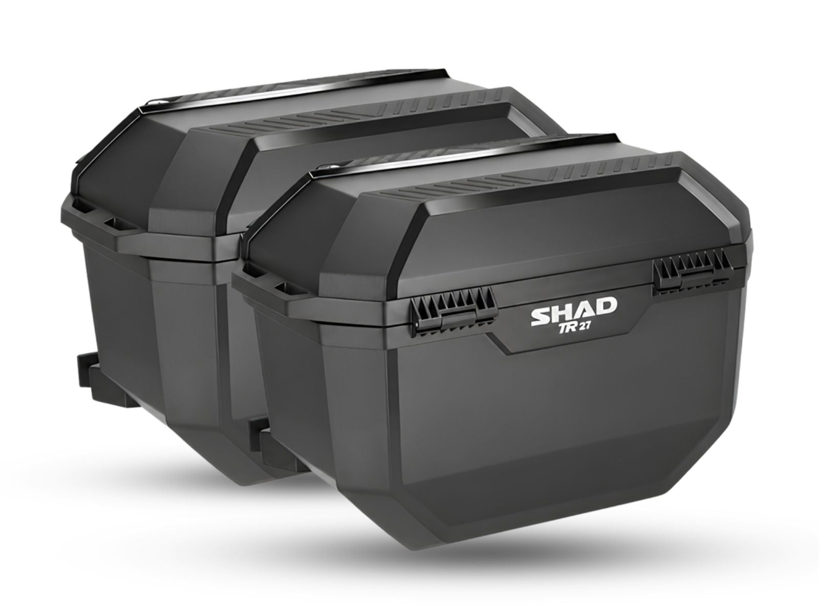  SHAD TR27 panniers motorcycle side cases shown at an angle on a white background.