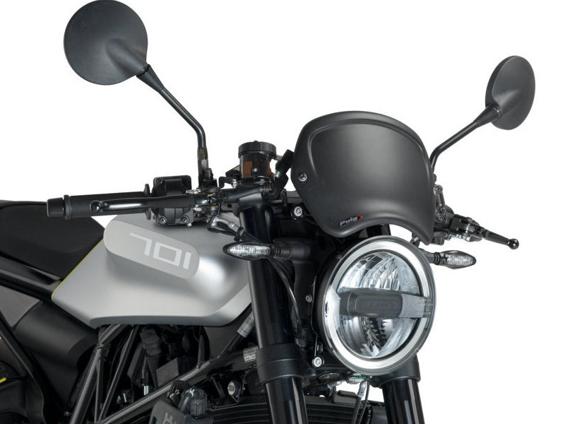 Puig Retro Fly Screen In Matt Black for Kawasaki Vulcan S Cafe (17-20)