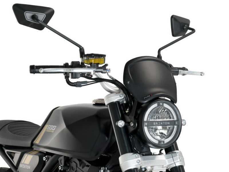 Puig Retro Fly Screen In Matt Black for Royal Enfield Continental GT 650 (21-25)