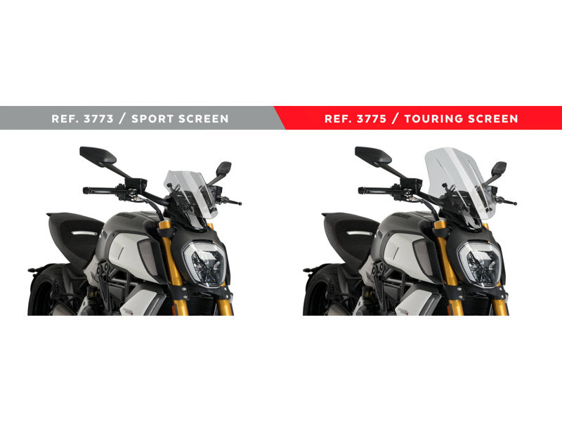 Puig New Generation Adjustable Sport Screen In Clear for Ducati Diavel 1260 Lamborghini (21-23)